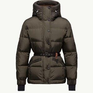 Moncler Dark Green Belted Puffer Jacket - Size 0 (Small)